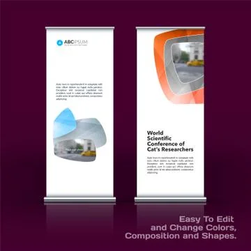 Abstract business vector set of modern roll Up Banner stand design template with Illustration