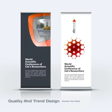 Abstract business vector set of modern roll Up Banner stand design template with Illustration