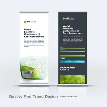 Abstract business vector set of modern roll Up Banner stand design template with Illustration
