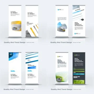 Abstract business vector set of modern roll Up Banner stand design template with Illustration