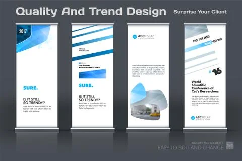 Abstract business vector set of modern roll Up Banner stand design template with Illustration