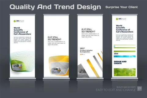 Abstract business vector set of modern roll Up Banner stand design template with Illustration