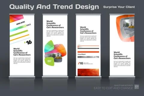 Abstract business vector set of modern roll Up Banner stand design template with Illustration