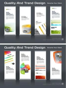 Abstract business vector set of modern roll Up Banner stand design template with Illustration