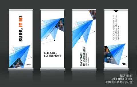 Abstract business vector set of modern roll up banner stand design Illustration