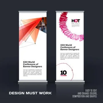 Abstract business vector set of modern roll up banner stand design Illustration