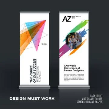 Abstract business vector set of modern roll up banner stand design Illustration