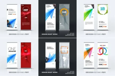 Abstract business vector set of modern roll up banner stand design Illustration