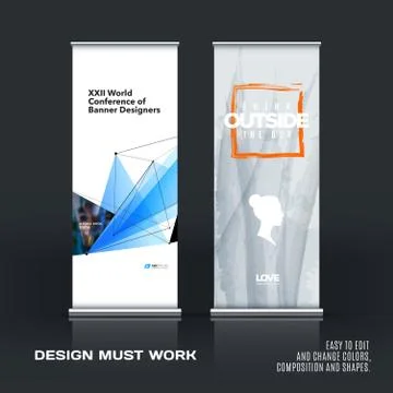 Abstract business vector set of modern roll up banner stand design Illustration