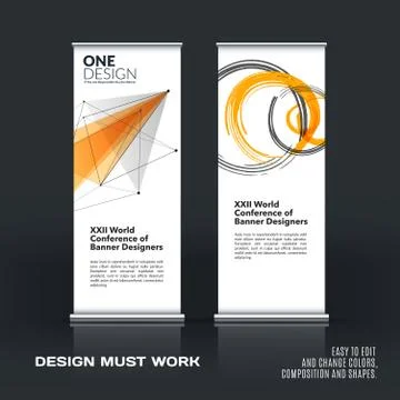 Abstract business vector set of modern roll up banner stand design Illustration