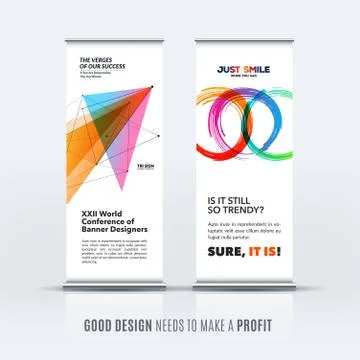 Abstract business vector set of modern roll up banner stand design Stock Illustration