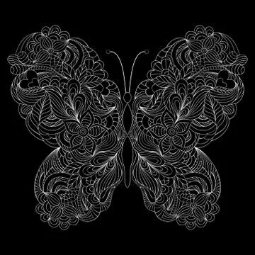 Abstract butterfly on black background. Stock Illustration
