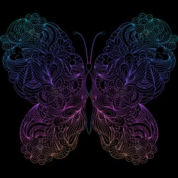 Abstract butterfly on black background Stock Illustration