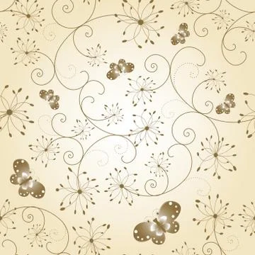 Abstract butterfly dandelion seamless pattern Stock Illustration