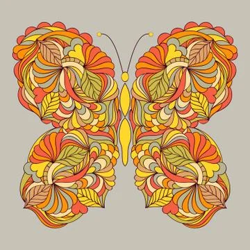 Abstract butterfly on gray background Stock Illustration