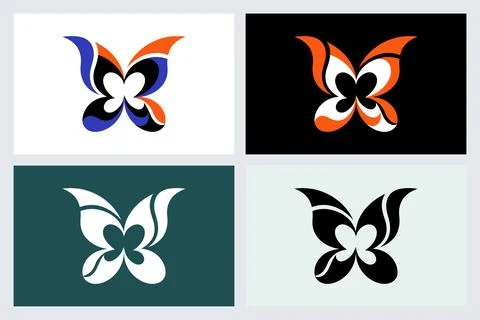 Abstract Butterfly Logo Set Vector Illustration Stock Illustration