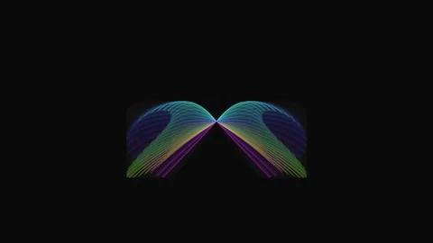 Abstract butterfly shape forming with neon colored light waves on black bac.. Stock Footage 342784563