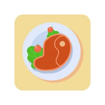 Abstract button icon beef steak on white background - Vector Stock Illustration