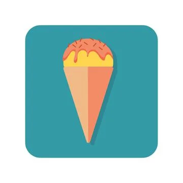 Abstract button icon ice cream cone on white background - Vector Stock Illustration