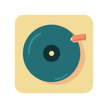 Abstract button icon music record on white background - Vector Stock Illustration