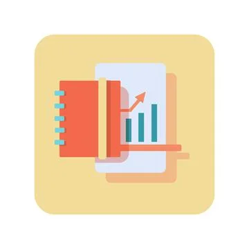 Abstract button icon statistical graph on white background - Vector Stock Illustration