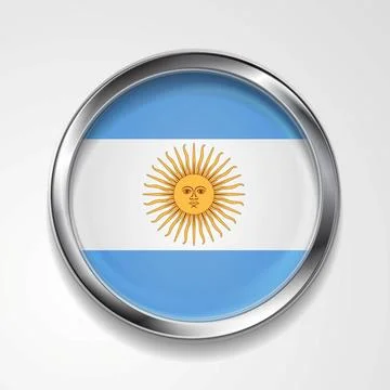 Abstract button with metallic frame. Argentinean flag Abstract vector butt... Stock Photos