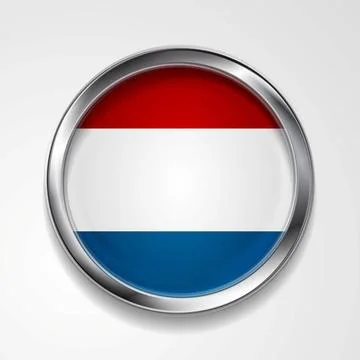 Abstract button with metallic frame. Netherlands flag Abstract vector butt... Stock Photos
