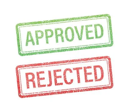 Abstract button with red approved and rejected stamp. Check mark icon 库存插图