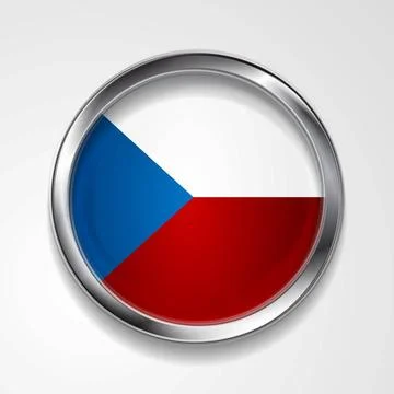 Abstract button with stylish metallic frame. Czech flag. Eps 10 vector bac... Stock Photos