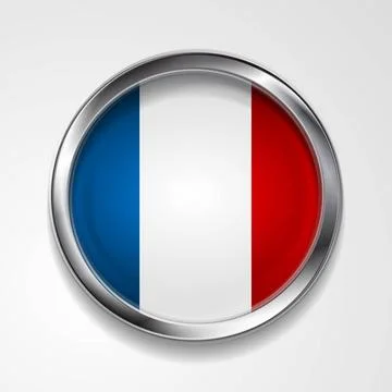 Abstract button with stylish metallic frame. French flag. Eps 10 vector ba... Stock Photos