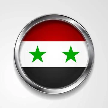 Abstract button with stylish metallic frame. Syrian flag. Eps 10 vector ba... Stock Photos