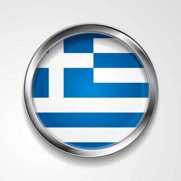 Abstract button with stylish metallic frame. Greek flag. Eps 10 vector bac... Stock Photos