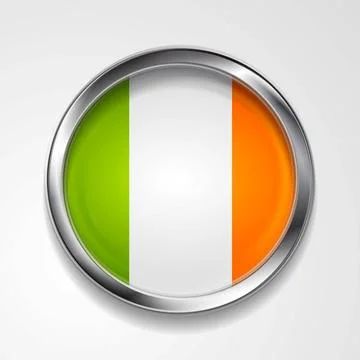 Abstract button with stylish metallic frame. Irish flag. Eps 10 vector bac... Stock Photos