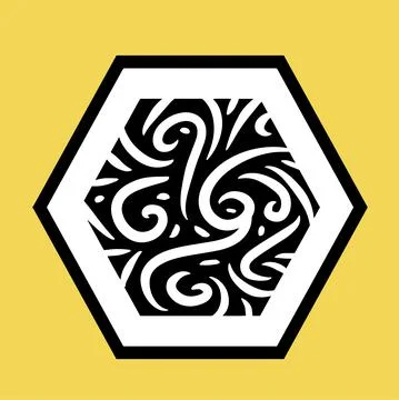 Abstract button with wavy and twisty curly pattern Stock Illustration
