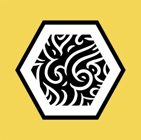 Abstract button with wavy and twisty curly pattern Stock Illustration
