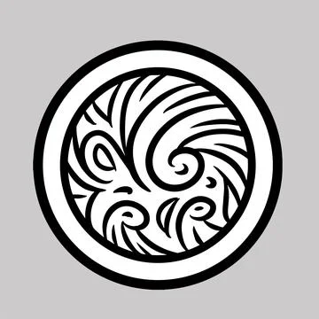 Abstract button with wavy and twisty curly pattern Illustrazione stock