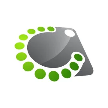 Abstract C letter vector technology logo. Dots form a letter c with negative Illustrazione stock