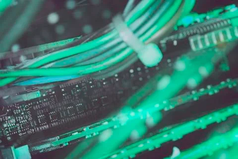 Abstract cables inside computer background Foto stock