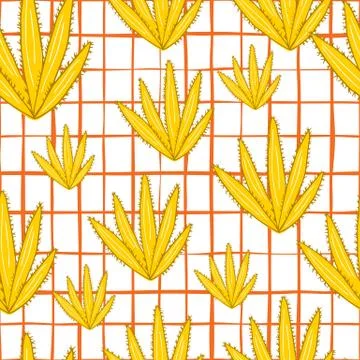 Abstract cactus seamless pattern. Cacti wallpaper. Geometric botanical exotic Stock Illustration