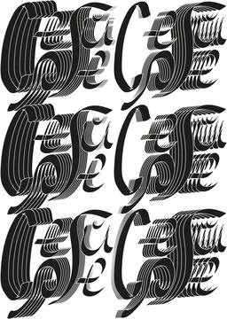 Abstract calligraphic pattern on a white background for design.3D. 스톡 일러스트