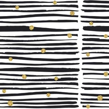 Abstract Calligraphy Lines Seamless Pattern on White Background with Golden C Stock Illustration