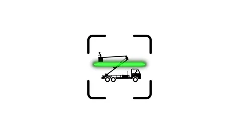 Abstract camera focus rectangle graphic with animated crane lifting mechani.. Stock Footage 346498329