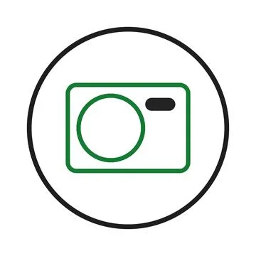 Abstract camera icon within a circular frame conveying visual creativity an.. Stockillustratie