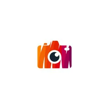 Abstract camera logo design vectors unique, modern colorful Stock Illustration