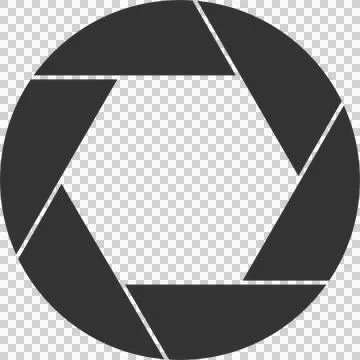 Abstract camera shutter. Geometric dark shape in gray and black. Photograph.. Stock Illustration