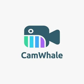 Abstract camera whale logo icon vector template on white background Stock Illustration