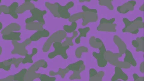Abstract camouflage pattern in green and gray shapes on vivid purple backgr.. 스톡 일러스트