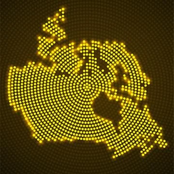 Abstract Canada map of glowing radial dots Stock Illustration