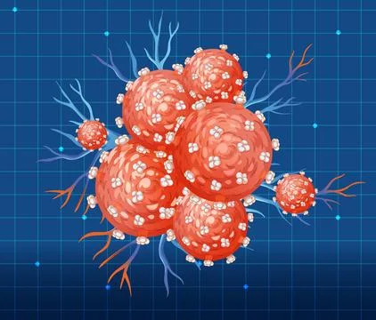 Abstract Cancer Cell Vector Illustration on Grid Background Illustrazione stock