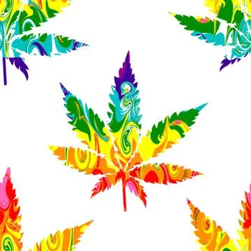 Abstract Cannabis Seamless Pattern Stock Illustration